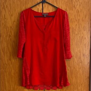 A Pea In Pod Maternity Red Tunic with Lace Detail